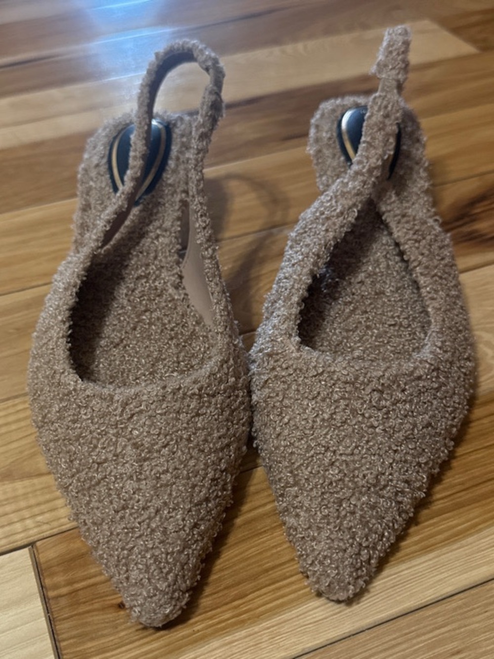 Britnie Faux Shearling Kitten Heels Slingback Pumps - Picture 3 of 6